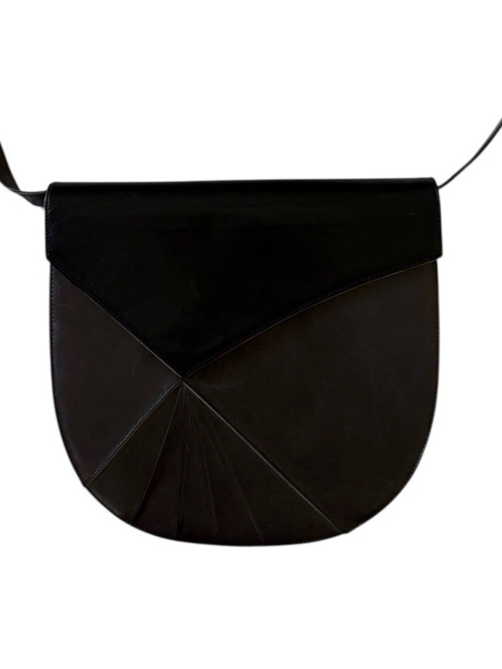 Bally Black Geometric Panel Leather Crossbody Vintage